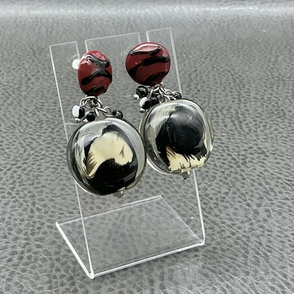 Earrings Multicolor Resin Beaded Dangle Drop Stud Womens Round Statement Jewelry